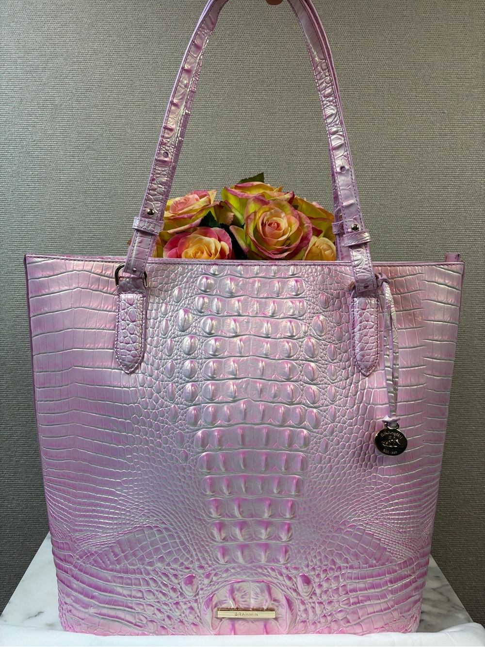 Brahmin Rose Water Melbourne Pink Ezra Tote Bag - NWT Rare Style & Multiple Eyes